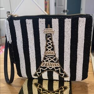Sincerely Jules Beaded Eiffel Tower Wristlet – Black & White NWT
